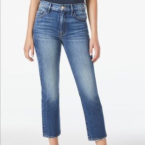 FRAME Cropped high-waist rigid straight leg denim